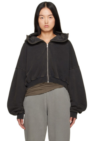 Entire Studios: Black Cropped Hoodie | SSENSE