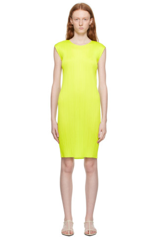 Pleats Please Issey Miyake - Green New Colorful Basics 3 Midi Dress