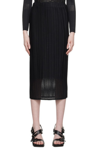 Pleats Please Issey Miyake - Black A-Poc Lagoon Midi Skirt