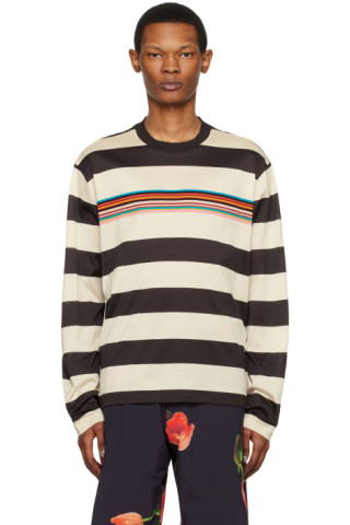 Off-White & Brown Paul Smith Edition Long Sleeve T-Shirt by Pop 