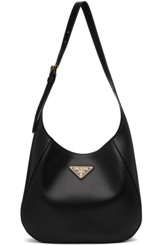 City Medium leather shoulder bag in black - Prada