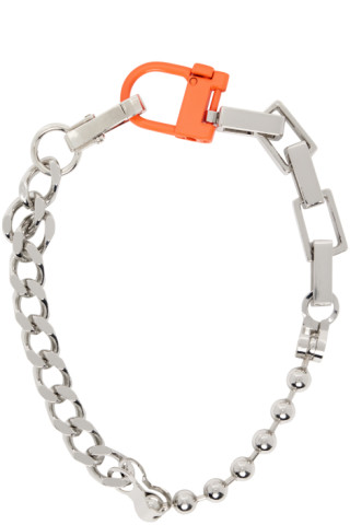 Silver Square Necklace by Heron Preston on Sale