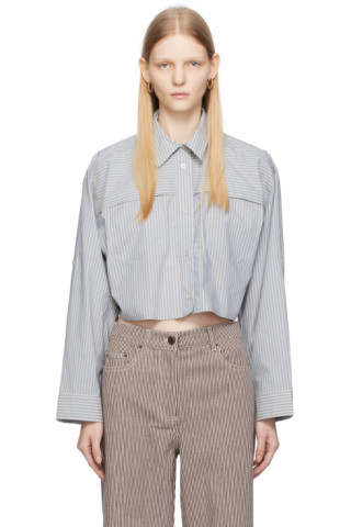 Blue Cropped Shirt by REMAIN Birger Christensen on Sale