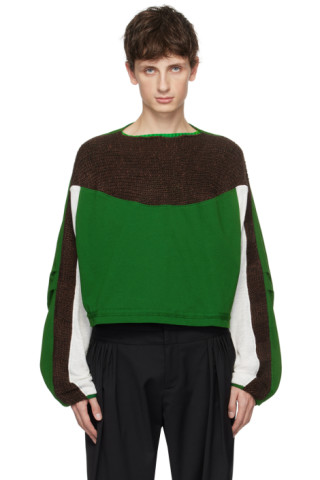 Green Paneled Sweater by Kiko Kostadinov on Sale