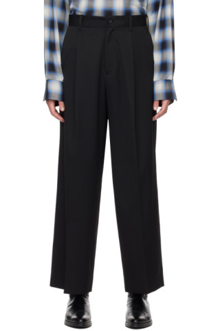 stein: Black Extra Wide Trousers | SSENSE