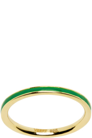 VEERT - Gold 'The Green Enamel Stack' Ring