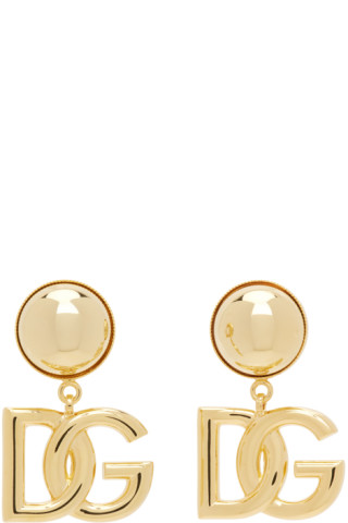 Dolce&Gabbana: ゴールド クリップオン ロゴ イヤリング | SSENSE 日本