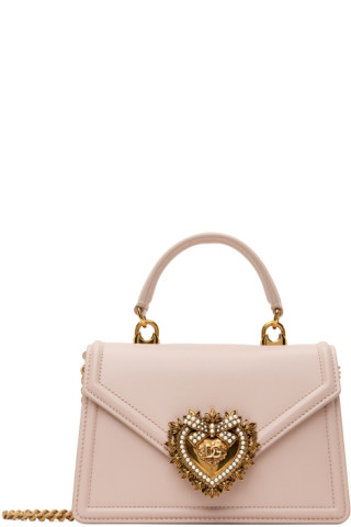 DOLCE & GABBANA Silk Small Devotion Envelope Top Handle Bag Pink