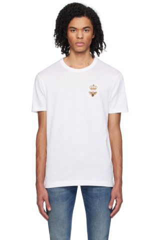 【関税込み】Dolce&Gabbana ホワイト アップリケ Tシャツ Dolce&Gabbanaのホワイト アップリケ Tシャツがセール中