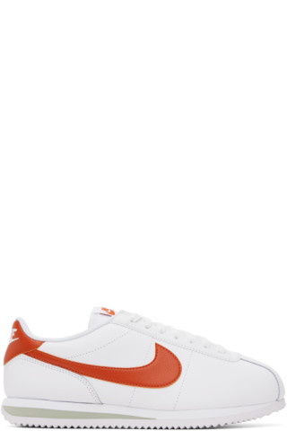 White & Orange Cortez Sneakers by Nike on Sale