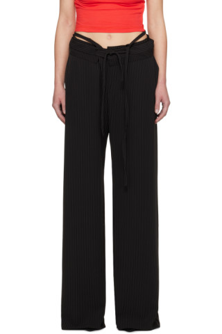 Black Double Fold Trousers by Ottolinger on Sale
