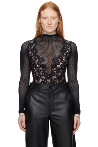 Wolford: Black String Bodysuit | SSENSE