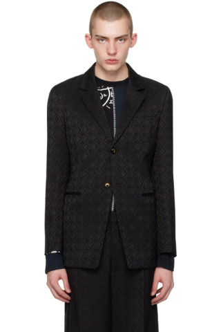 Marine Serreのブラック Moon Diamant ジャカード テーラード