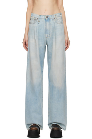 R13: Blue Damon Pleated Jeans | SSENSE