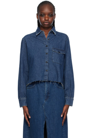 rag & bone: Navy Maxine Denim Shirt | SSENSE