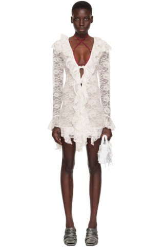 【関税込み】Raga Malak ホワイト Haifa ミニワンピース White Haifa Minidress by Raga Malak on Sale