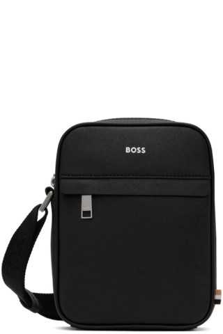 BOSS: Black Structured Reporter Bag | SSENSE