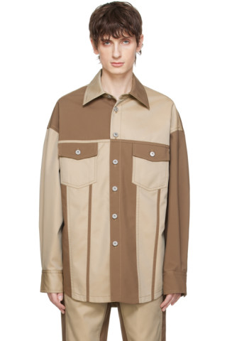 Feng Chen Wangのブラウン＆ベージュ パネル ジャケットがセール中