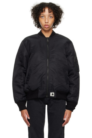 Carhartt Work In Progress: Black Olten Bomber Jacket | SSENSE