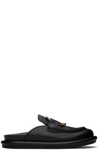 【MONCLER】24SS BELL MULE レザーフラットミュール Moncler: Black Bell Mules | SSENSE