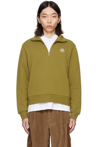 【関税込み】Moncler カーキ ロゴパッチ スウェットシャツ Moncler: カーキ ロゴパッチ スウェットシャツ | SSENSE 日本