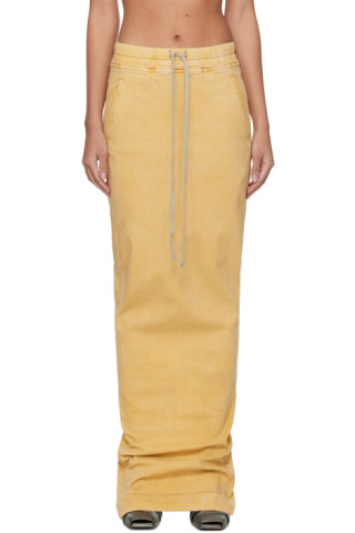【関税&送料込】Rick Owens Drkshdw Pillar Maxi Skirt Yellow Pull On Pillar Denim Maxi Skirt by Rick Owens DRKSHDW