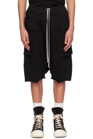 Rick Owens DRKSHDW: ブラック Creatch Cargo Pods ショートパンツ ...