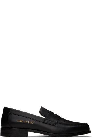 【関税込み】Common Projects ブラック レザー ローファー Common Projects: ブラック レザー ローファー | SSENSE 日本