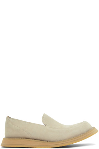 AFTER PRAY Beige Vision Round Toe Suede Loafers