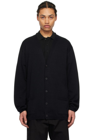 Black Button Cardigan by Y's For Men on Sale