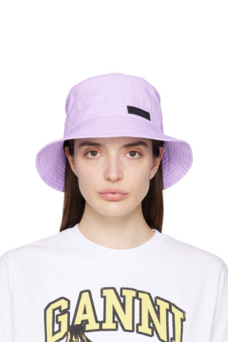 Purple Recycled Tech Bucket Hat by GANNI on Sale