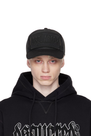 Black Paneled Cap by Dsquared2 on Sale