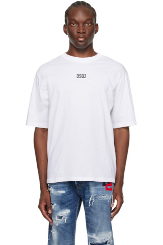 【関税込み】Dsquared2 ホワイト ルースフィット Tシャツ Dsquared2: ホワイト ルースフィット Tシャツ | SSENSE 日本