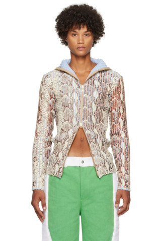 Louis Vuitton Animal Print Zip Front Cardigan