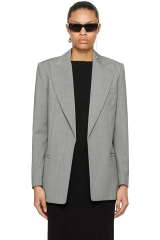 Helmut Lang: Gray Peaked Lapel Blazer | SSENSE