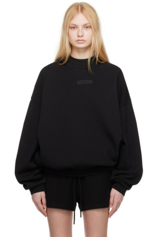 Fear of God ESSENTIALS: Black Patch Hoodie | SSENSE