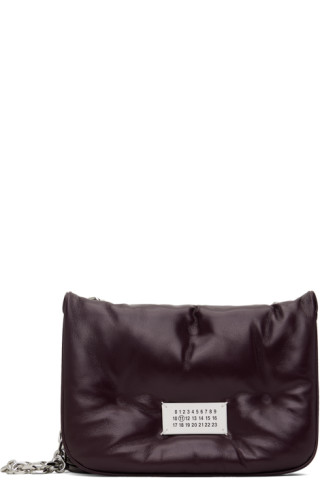 Maison Margiela: Burgundy Small Glam Slam Flap Bag | SSENSE Maison Margiela: Burgundy Small Glam Slam Flap Bag | SSENSE