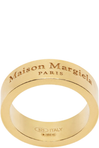 正規品【Maison Margiela】 Gold Logo Ring リング Maison Margiela: Gold Logo Ring | SSENSE