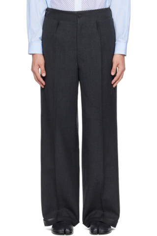 【関税込み】Maison Margiela グレー クリース トラウザーズ Maison Margielaのグレー ヘビーウール トラウザーズがセール中