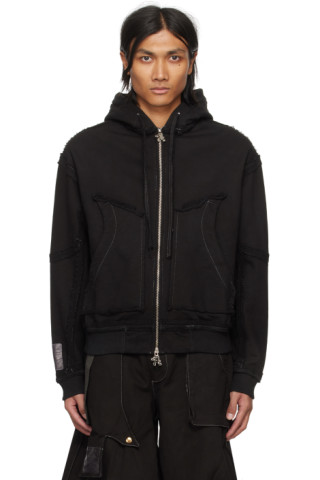 YAKU: SSENSE Exclusive Black Ralien Hoodie | SSENSE