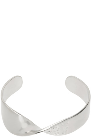 MAISON MARGIELA シルバー ロゴ カフブレスレット バングル MM6
