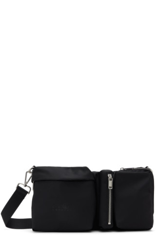 MM6 Maison Margiela - Black Three-Pocket Nylon Crossbody Bag