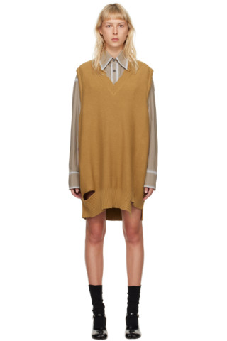 MM6 Maison Margiela: タン リップド ミニワンピース | SSENSE 日本 MM6 Maison Margiela: タン リップド ミニワンピース | SSENSE 日本