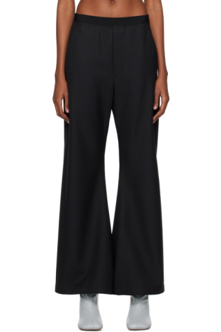 パンツ Mm6 Maison Margiela Black Stretch Polyester Blend Pant Black Elasticized Trousers by MM6 Maison Margiela on Sale