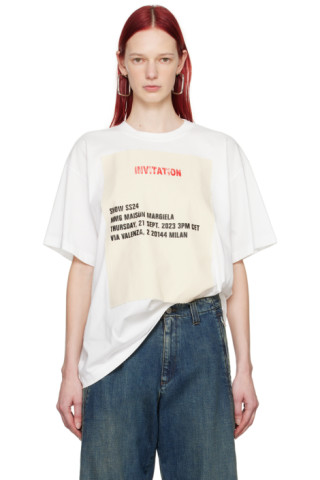 White Basic T-Shirt by MM6 Maison Margiela on Sale