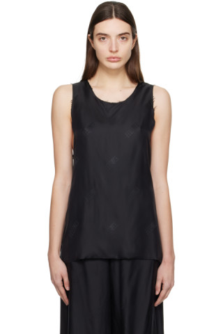 Black Raw Edge Tank Top by MM6 Maison Margiela on Sale