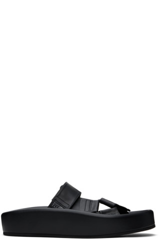 サンダル・ミュール MM6 MAISON MARGIELA BLACK WEBBING SLIP-ON PLATFORM SANDALS Black Webbing Slip-On Platform Sandals by MM6 Maison