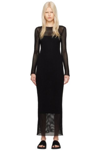 St. Agni  Mesh Long Sleeve Dress - Black