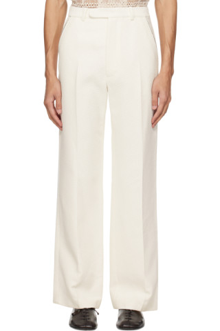パンツ Casablanca High-Waisted Tailored Trousers White Straight-Leg Trousers by Casablanca on Sale
