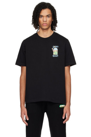 【関税込み】Casablanca ブラック Le Jeu Colore Tシャツ Black 'Le Jeu Coloré' T-Shirt by Casablanca on Sale